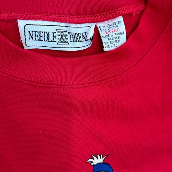 Vintage Womens Fall Scarecrow appliqué Sweatshirt shoulder pads Size XL - Picture 3 of 9